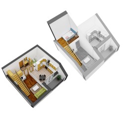 Двохярусна квартира 1И+